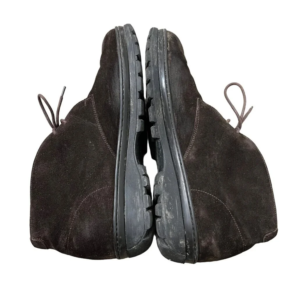 Salvatore Ferragamo Mens Deep Brown Suede Ankle Chukka Boots Size 9 E Wide